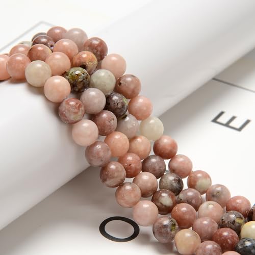 120pcs(2 Strand) 6mm Natural Plum Bloosom Jasper Gemstone Beads, Round Cherry Agate Stone Beads for Jewlery Bracelets Earrings Making DIY - color: Cherry Blossom Agate, size: 6mm