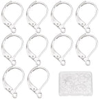 SUNNYCLUE 60Pcs 925 Sterling Silver Plated French Earring Hooks with Lever Backs for DIY Dangle Earrings - color: 1 Box 60pcs 925 Sterling Silver Plated Leverbacks