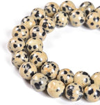 AD Beads Natural Gemstones 8mm Round Loose Beads 15'' ~ 16'' Pick Stone (Smooth Dalmation Jasper) - color: Smooth Dalmation Jasper