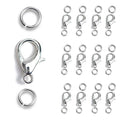 AD Beads 50 Pieces Lobster Claws Clasps Plus 100 Pieces 7mm Open Jump Rings Suitable for Necklace Bracelets Jewelry (8x15mm, Pewter) - color: Pewter, size: 8x15mm