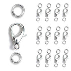 AD Beads 50 Pieces Lobster Claws Clasps Plus 100 Pieces 7mm Open Jump Rings Suitable for Necklace Bracelets Jewelry (8x15mm, Pewter) - color: Pewter, size: 8x15mm