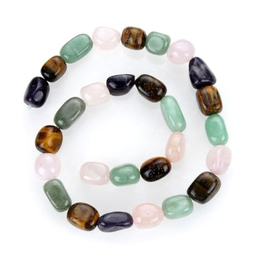 Adabele 45 Inch Natural Mixed Gemstone Tumbled Round Nugget Rock 10-13mm Amethyst Crystal Aventurine Stone Beads for Craft Jewelry Making GZ4-7 - color: Mixed Stones, size: 45 Inch/3 Strands