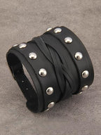 GelConnie Leather Cuff Bracelet Punk Braided Bracelets Rock Leather Wristbands Faux Mens Leather Bracelet Gothic Viking Bangle Adjustable Wrap Bracelet for Women,Men - color: Leather Bracelet Wristband