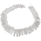 SUNYIK Natural Rock Quartz Crystal Points Quartz Polished Sticks Spikes Point Beads 15 inch Strand Drilled - color: Natural Rock Quartz(Polished), size: 0.5"-1.6"