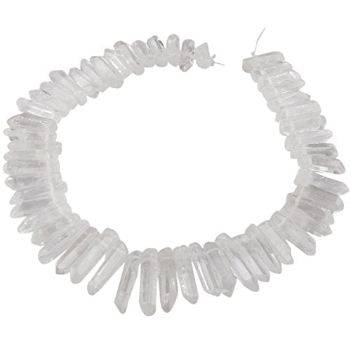 SUNYIK Natural Rock Quartz Crystal Points Quartz Polished Sticks Spikes Point Beads 15 inch Strand Drilled - color: Natural Rock Quartz(Polished), size: 0.5"-1.6"