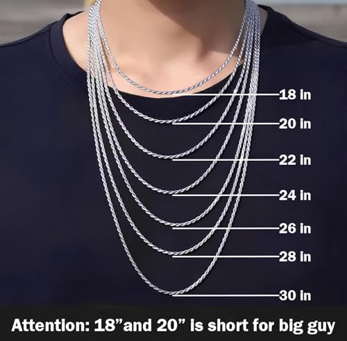 2.5mm/3mm/4mm Silver/Gold Stainless Steel Wheat Chain Necklace Jewelry for Men Women - size: 20 Inches, style: 3mm-Silver