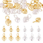 FASHEWELRY Real 18K Gold Plated Heart Charms Platinum Brass Pendants with Loop for Bracelets Necklace DIY Jewelry Making, Wedding, Mother's Day Festival Gifts - color: Golden & Silver