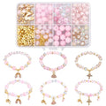 SUNNYCLUE 1 Box DIY 6 Sets Valentine's Day Glass Bead Bracelet Kit Dancer Charms Enamel Pink Heart Rhinestone Dance Dress Shoes Gold Bowknot Charms for Jewelry Making Kits Beginner Wedding Supply - style: Dance 4