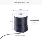 Markcain 2mm x 110 Yards Black Nylon Cord, Beading Thread for Bracelets, Necklaces and Wind Chime Crafts - size: Black