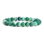 Justinstones Gem Semi Precious Gemstone 8mm Round Beads Stretch Bracelet 7 Inch Unisex - color: Green Banded Agate