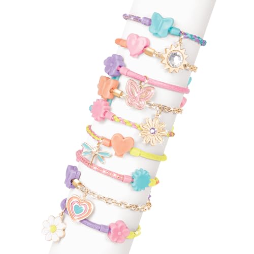 Make It Real: Linked Looks - 48pc DIY Bracelet Kit, Pastel Charms & Connectors, Mix & Match Styles, Cord Bracelet Jewelry Craft Set, Girls & Kids 6+