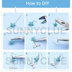 SUNNYCLUE 1 Box DIY 10 Pairs Starfish Mermaid Turquoise Earring Making Starter Kit Ocean Beach Summer Theme Earrings Synthetic Turquoise Beads Turtle Fish Crab Slipper Charm for DIY Jewelry Making - color: Ocean Earrings 4