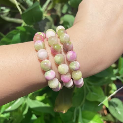 50pcs 8mm Pink &Green Persian Jade Energy Healing Round Bulk Gemstone Beads for Jewelry Making Bracelet Necklace Earring DIY - color: pink&green, size: 8mm