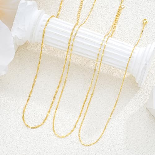 Gold Layered Necklaces for Women, 14K Gold Plated Dainty Gold Chain Choker Necklace Stack, Herringbone Gold Necklaces Set - color: gold-3-Satellite