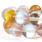 RUBYCA Round Moonstone Crystal Glass Beads Aura Iridescent for Jewelry Making (1 Strand, 8mm, Gold) - color: Gold, size: 8mm