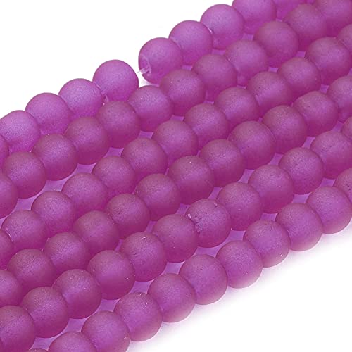 FASHEWELRY 200Pcs Transparent Frosted Glass Bead 4mm Matte Crystal Glass Loose Beads for DIY Jewelry Making (Medium Violet Red) - color: Medium Violet Red