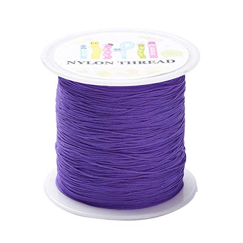 Pandahall 150 Yards Nylon Beading Cord 0.5mm Braided Nylon Thread String Chinese Knotting Cord with Plastic Spool for DIY Craft Jewelry Making (DarkViolet)