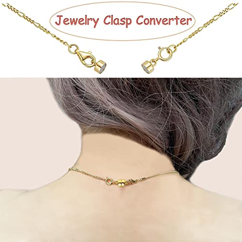 OHINGLT Magnetic Necklace Clasp Extra Strong, Gold and Silver Plated Magnet Jewelry Clasps Converters, Bracelet Extender for Women Seniors - color: 4Pcs | 2Gold & 2Silver