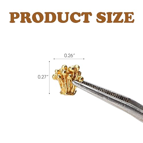 100 Pieces/Lot 6.5x6.8mm Gold Stamen Alloy for Jewelry Making Connection Base, Pistil Blossom Flower Shapes Connectors Charm Findings, Metal Material Bead Caps Accessory for DIY Earrings (Gold Color)