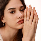 NLIEO Natural Gemstone Stretch Beaded Rings for Women Stackable Dainty Elastic Crystal Rings Jewelry - style: Amethyst