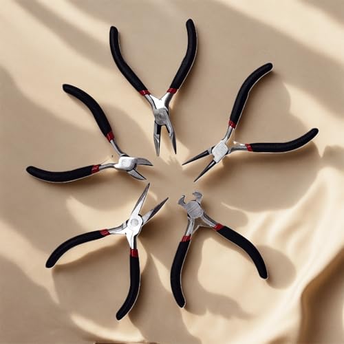 5 Sets Jewelry Pliers Kit, Steel Jewelry Making Tools, for Bracelets, Earrings, Craft Projects, Black