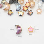 Glass Beads, KLFHS 60PCS Mixed Color Star and Moon Glass Beads for Jewelry Making, Cute Unique Bead Bulk Spacer Bead for Jewelry Bracelet Necklace Earring Craft Supplies DIY - color: Star-moon