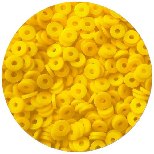 2000pcs Yellow Clay Beads for Bracelets Making - Heishi Polymer Flat Disc Spacer Clay Bead for Jewelry Earring DIY Crafts 6mm - color: Yellow Clay Beads, size: Small Pack(Single Color )