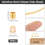 Beebeecraft 1 Box 300Pcs Crimp Beads for Jewelry Making 201 Stainless Steel Tube Crimp End Spacer Beads for DIY Earrings Bracelet Necklace - size: 1.5x1.5mm