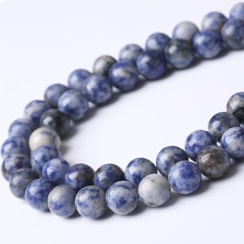 Blue Dot Stone Beads for Jewelry Making DIY Bracelet Necklace Jewelry Making 1 Strand 15.5inch 31PCS 12MM - color: Blue Dot Stone, size: 12MM