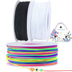 3 Rolls 1.0 mm 495 Feet Rainbow/White/Black Elastic Bracelet Stretchy String Cord, Stretch Bead Cord for Bracelets Jewelry Making, Necklaces, Beading and Crafts - size: 495ft