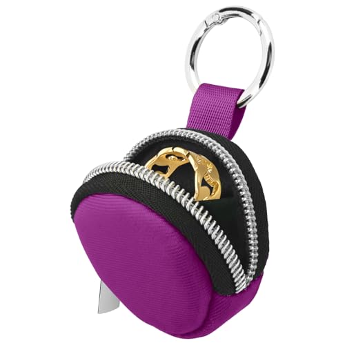 Portable Ring Organizer Case with Keychain, Traveling Ring Holder Storage Bag, Anti-Lost Keychain Container for Rings, Jewelry (1, Purple) - color: Purple