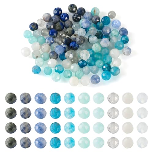 Fashewelry 100pcs 3mm Faceted Round Crystal Beads Small Natural Mixed Stone Beads for Bracelet Necklace Earrings DIY Jewelry Making - color: 03mm-Mixed-2