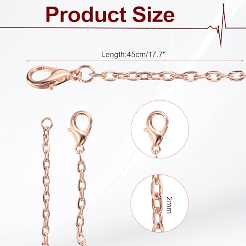 HARFINGTON 20 Pack 18 Inch Necklace Chains Bulk 2mm Rose Gold Plated Cable Chains with Lobster Clasps for Jewelry Making - color: Rose Gold, size: 18 Inch x 2mm