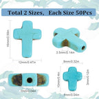 SUNNYCLUE 1 Box 100Pcs Cross Beads Bulk Blue Synthetic Turquoise Stone Cross Bead Charms Mini Small Pocket Crosses Tiny Easter Holiday Crucifix Beads for Jewelry Making Beading Kits Craft Supplies - color: 100pcs 10/16mm Turquoise Blue Cross Beads