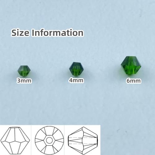 200pcs Bicone Crystal Beads 6mm Crystal Glass Faceted Beads for Necklace Bracelet Earrings DIY Jewelry Crafts Making Supplies(Deep Green) - color: Deep Green, size: 6mm
