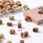 Natural Large Brown Picture Jasper Cube Stone Beads 8x11mm 38cm/str Loose Semi Gemstone Stone Square Beads for Making Bracelets Necklace - color: Brown Picture Jasper