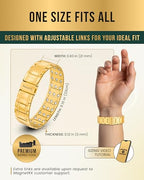 MagnetRX® 3x Strength Magnetic Bracelets for Men – Effective Magnetic Mens Titanium Bracelet – Premium Fold–over Clasp & Adjustable Length with Sizing Tool & Gift Box (Gold) - color: Gold (3X Strength)