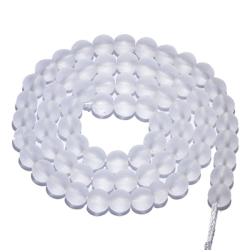 AD Beads Beautiful Natural Matte Gemstone Round Spacer Loose Beads 4-12mm (6mm, 03 Matte Clear Crystal) - color: 03 Matte Clear Crystal, size: 6mm