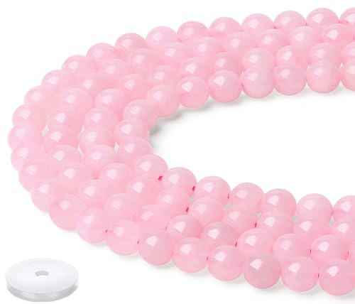 Natural Rose Quartz Beads 100Pcs 8mm Pink Crystal Beads Loose DIY Round Stone Bead for Bracelet Necklace Earrings Making - color: A-Pink Rose Quartz, size: 100pcs