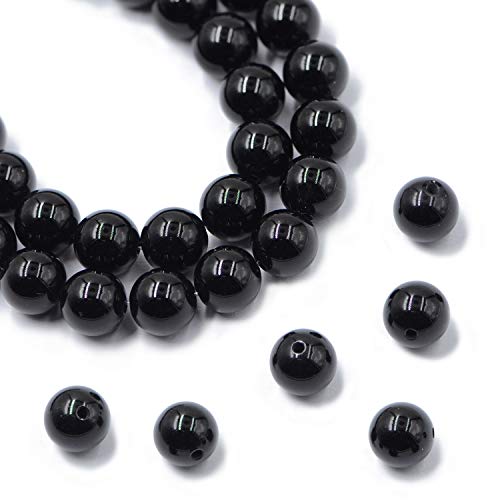AD Beads Natural Gemstone Round Loose Beads 15" for Bracelet Necklace Earrings Jwelery Making Crafts DIY (10mm, Black Onyx) - color: Black Onyx, size: 10mm
