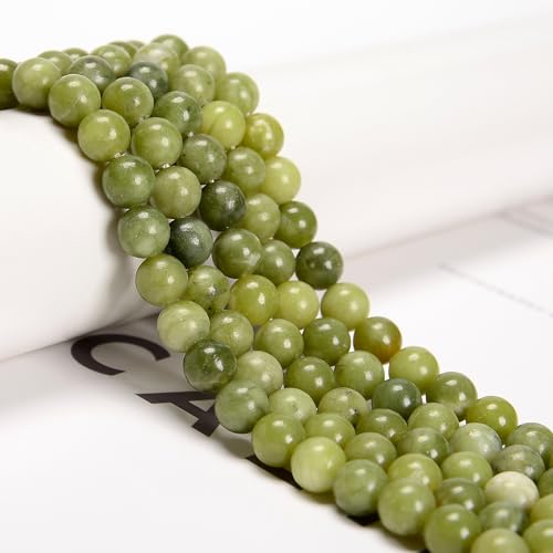 65Pcs 6mm Green Jade Natural Round Loose Real Stone Beads Gemstone Genuine for DIY Hand Made Craft Jewelry Bracelet Earring Necklace String Making Energy Healing Power - color: Green Jade, size: 6mm