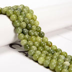48Pcs 8mm Green Jade Natural Round Loose Real Stone Beads Gemstone Genuine for DIY Hand Made Craft Jewelry Bracelet Earring Necklace String Making Energy Healing Power - color: Green Jade, size: 8mm