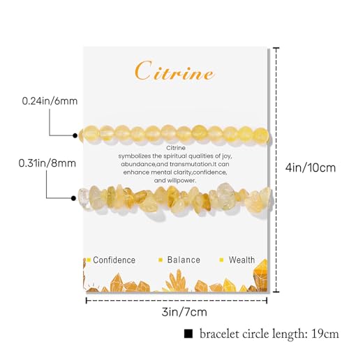 Healing Crystal Bracelets for Women 2 PCS 6mm Natural Stone Bracelet Stretch Crystal Beaded Bracelets Handmade Gemstone Bracelet Jewelry Gifts Christmas Gifts for Women Girls - style: citrine