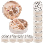 12-Pack Volleyball Travel Jewelry Case With Mirror Round Volleyball Stuff Portable Jewelry Organizer Storage Case for Team Athletes & Sports Enthusiasts Christmas Events & Milestones (Mirror) - style: Mirror