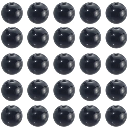 1 Box 8MM 120PCS Black Onyx Beads with Holes Natural Agate Round Gemstone Polished Stone Smooth Loose Spacer Bead Bulk for Jewelry Making Earrings Bracelet Necklace Decor DIY Craft Supply