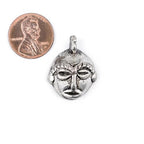 TheBeadChest Round African Silver Mask Pendant (21x27mm): Genuine West African Mask Design for DIY Jewelry & Necklaces - color: Silver, size: Extra Small (21x27mm)