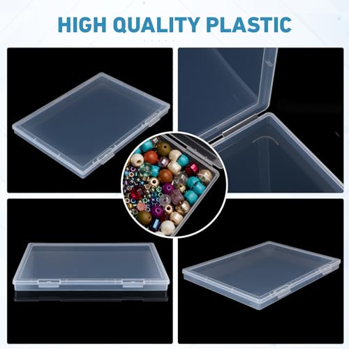 Jetec 6 Pieces Mini Plastic Clear Beads Storage Containers Box for Collecting Small Items, Beads, Jewelry, Business Cards, Game Pieces, Crafts (12.0 x 8.8 x 0.9 Inch) - size: 12.0 X 8.8 X 0.9 Inch