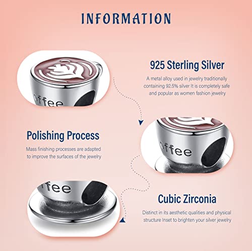 S925 Bead Dangle Charms for Bracelets Necklaces, Compatible with Pandora, Jewelry Making - style: Cup of Coffee Charm
