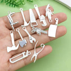 80pcs Bright Silvery New Tool Series Hammer, Wrench, Screwdriver, Measuring Tool Pendant Jewelry Making DIY Keychain Earrings Pendant Various Design Charms for Jewelry Making Bracelets Necklace (SN903) - color: SN903