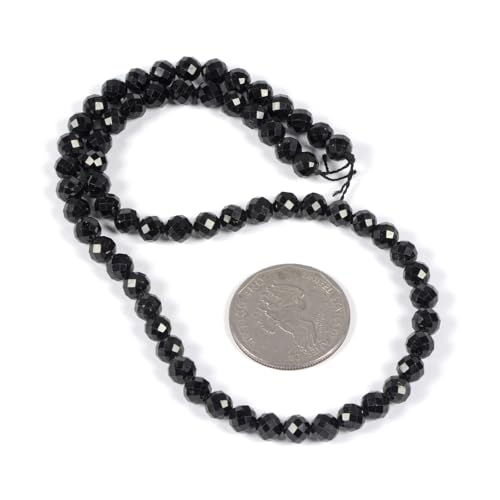 6mm Black Tourmaline Faceted Gemstone Round Loose Beads Strand 15.5-16" DIY Jewelry Making - color: Black Tourmaline